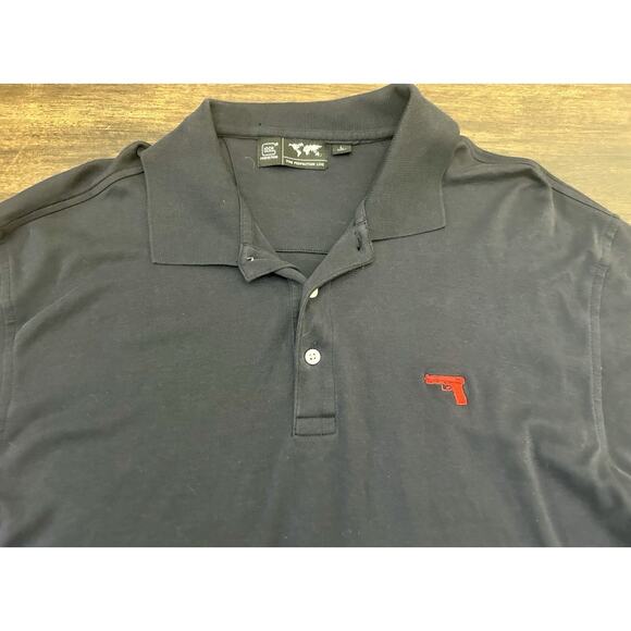 Vintage GLOCK Perfection Navy Short Sleeve Polo Shirt Logo Men’s Large L RARE - Picture 2 of 4
